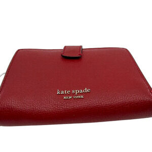 Kate Spade Bifold Wallet Red Pebbled Leather Wallet